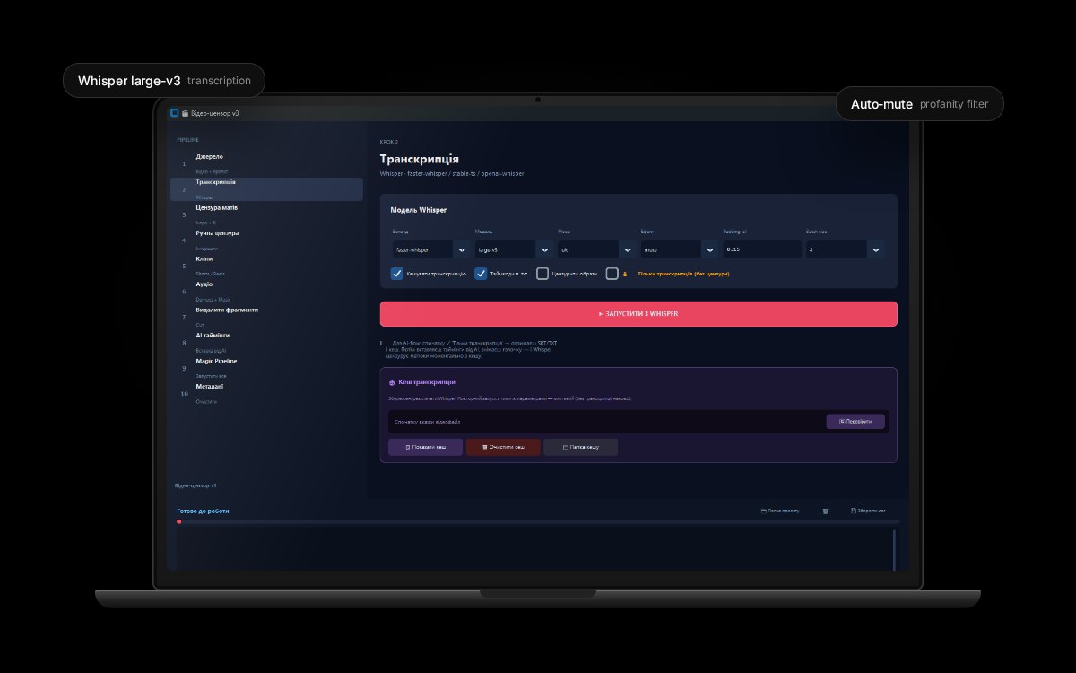 Video Censor desktop app: the Whisper transcription step